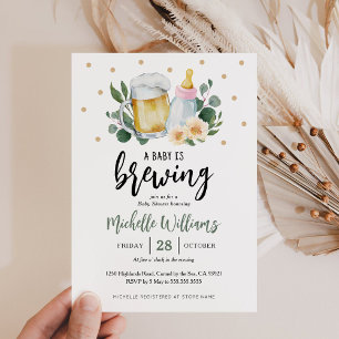 Invitación de Baby Shower 'Baby Is Brewing Greener
