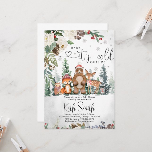 Invitación de Baby Shower Baby It's Cold Outside (Anverso/Reverso In Situ)