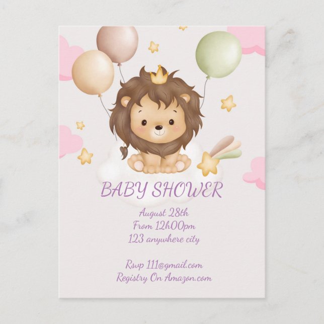 INVITACIÓN DE Baby Shower BABY LION (Anverso)