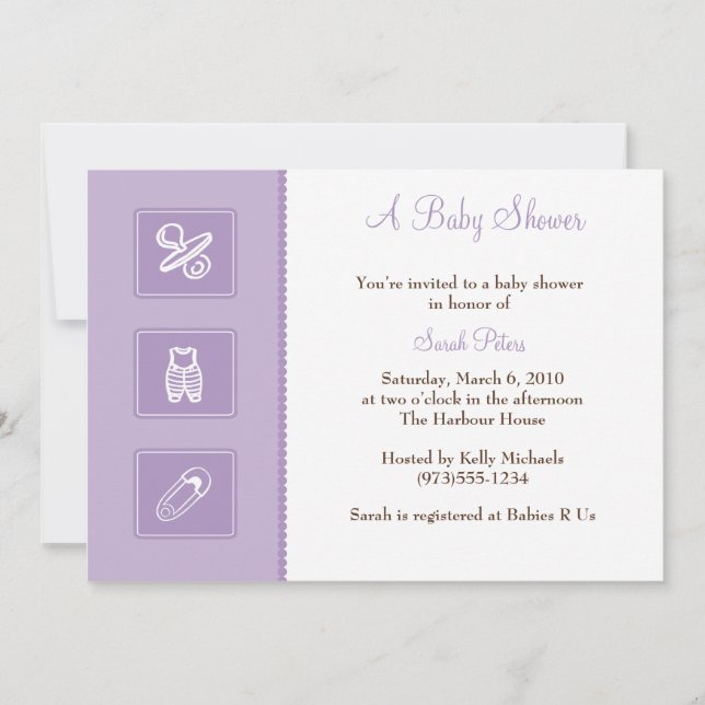 Invitación de Baby Shower Baby Things (Anverso)