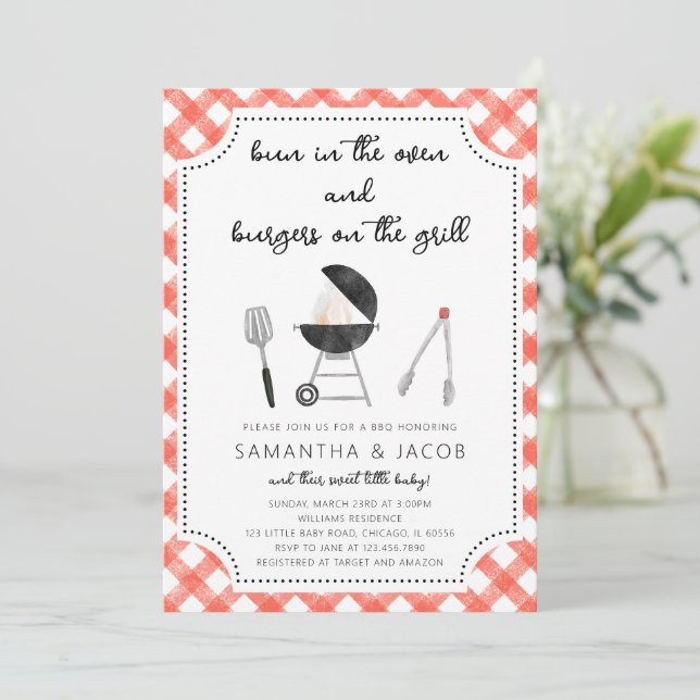 Invitación de Baby Shower Backyard BBQ (Anverso de pie)