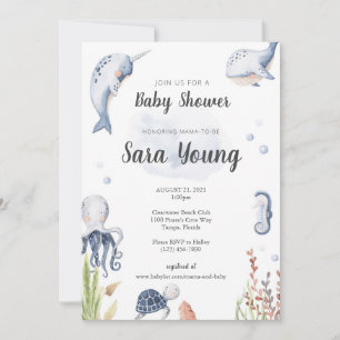 Invitación de Baby Shower Bajo El Agua Del Mar