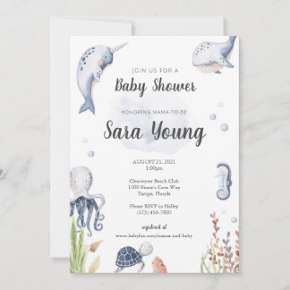Invitación de Baby Shower Bajo El Agua Del Mar