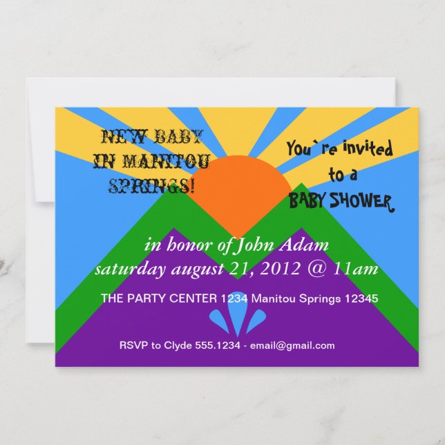 Invitación de Baby Shower, bandera de Manitou Spri (Anverso)