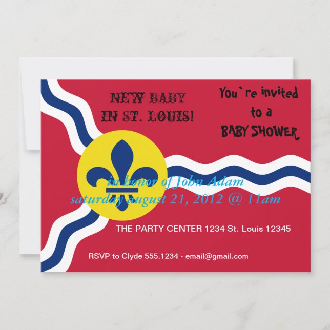 Invitación de Baby Shower, bandera de San Luis (Anverso)