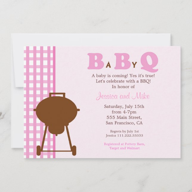 Invitación de Baby Shower BBQ BaByQ (Anverso)