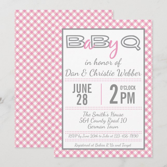 Invitación de Baby Shower BBQ Bink (Anverso / Reverso)