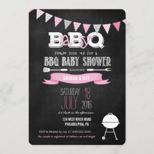 Invitación de Baby Shower BBQ Rosa