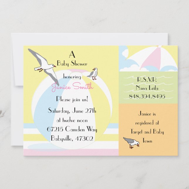 Invitación de Baby Shower Beach Ball (Anverso)