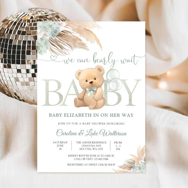 Invitación de Baby Shower Bearly Wait (Subido por el creador)