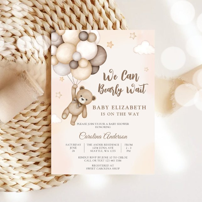 Invitación de Baby Shower Bearly Wait Baby (Subido por el creador)