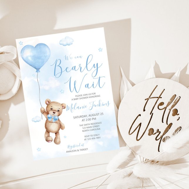 Invitación de Baby Shower Bearly Wait Boy (Subido por el creador)