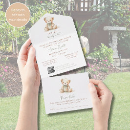 Invitación de Baby Shower Bearly Wait Todo en Uno
