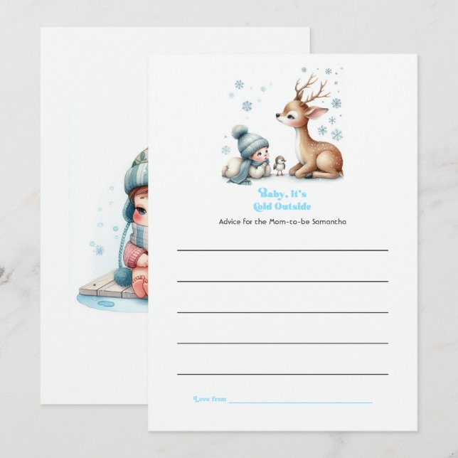 Invitación de Baby Shower 'Bebé, hace frío afuera, (Anverso / Reverso)