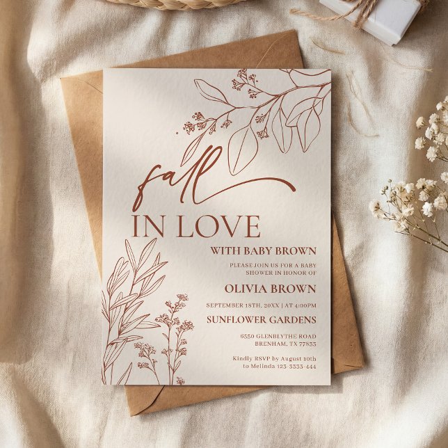 Invitación de Baby Shower Beige Fall in Love (Subido por el creador)