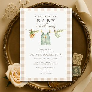 Invitación de Baby Shower Beige Mercado de Granjer