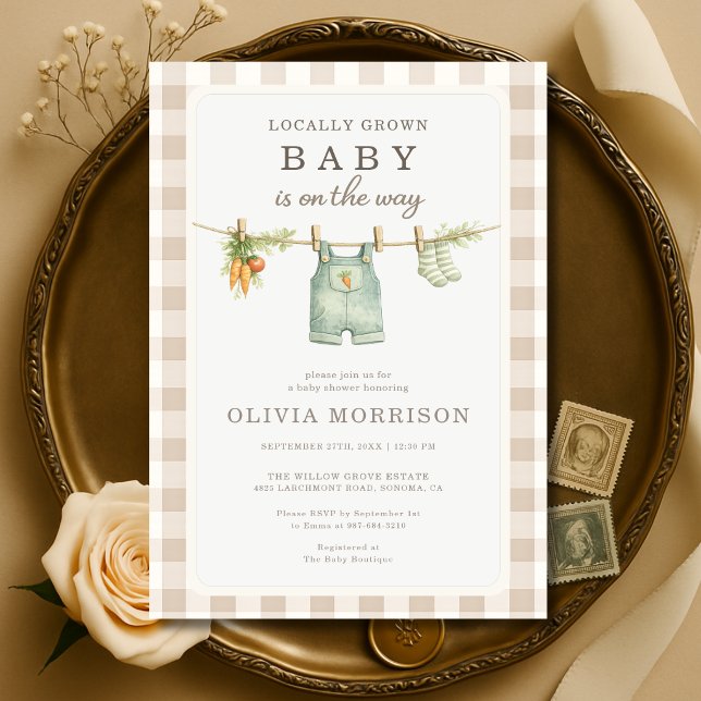 Invitación de Baby Shower Beige Mercado de Granjer (Subido por el creador)
