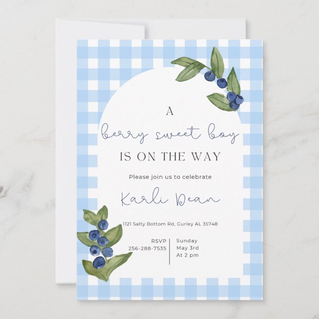 Invitación de Baby Shower Berry Sweet (Anverso)