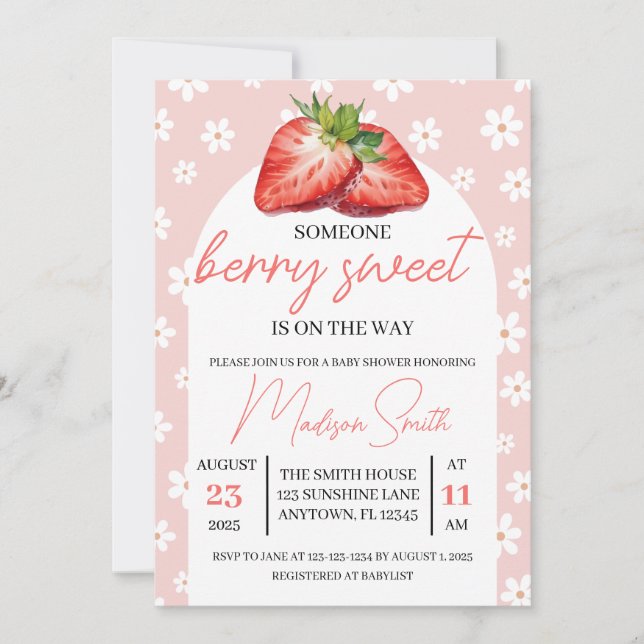 Invitación de Baby Shower Berry Sweet (Anverso)