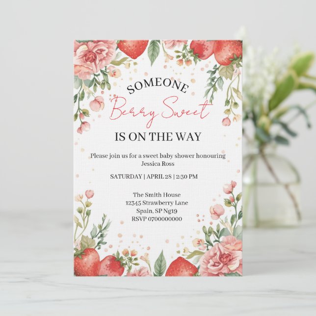 Invitación de Baby Shower Berry Sweet  (Anverso de pie)
