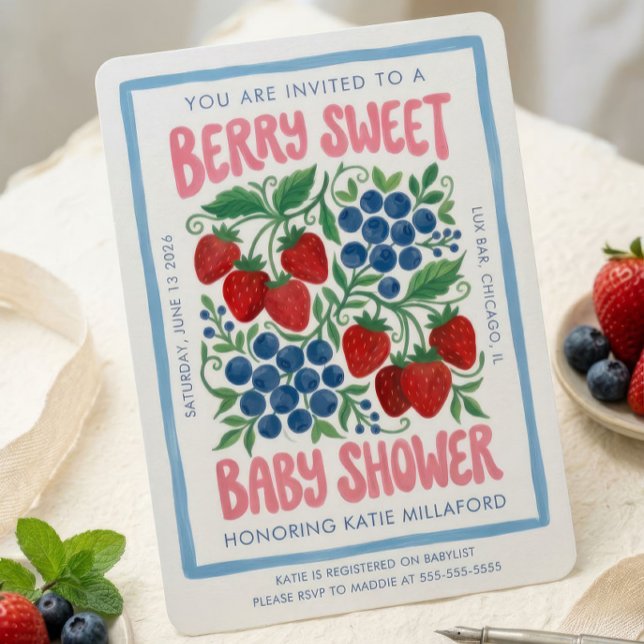 Invitación de Baby Shower Berry Sweet | Fresa (Subido por el creador)