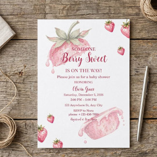 Invitación de Baby Shower Berry Sweet Fresa