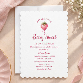 Invitación de Baby Shower Berry Sweet Fresa