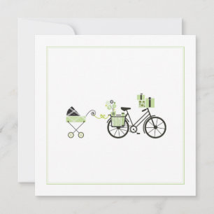 Invitación de Baby Shower - bicicleta y carro de