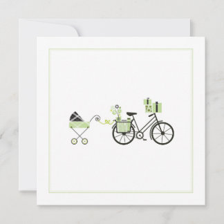 Invitación de Baby Shower - bicicleta y carro de