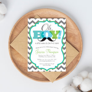 Invitación de Baby Shower Bigote de Niño