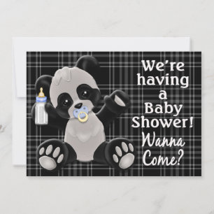 INVITACIÓN DE Baby Shower - BLANCO NEGRO - OSO