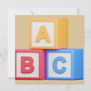 Invitación de Baby Shower- Bloques alfabetos