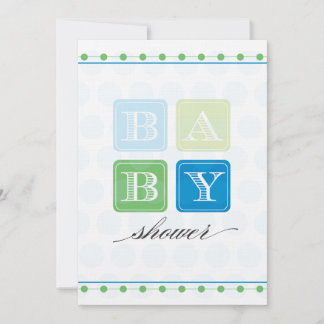 Invitación de Baby Shower Blue and Green Blocks