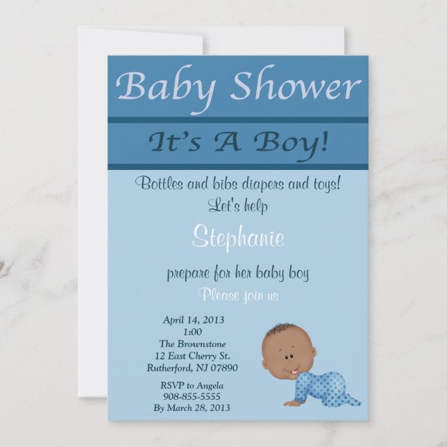 Invitación de Baby Shower Blue Baby Boy (Anverso)