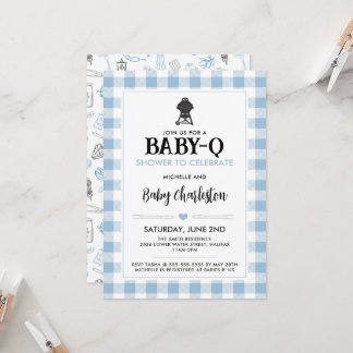 Invitación de Baby Shower Blue Baby-Q | Fiesta de