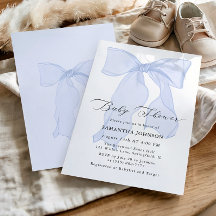 Invitación de Baby Shower Blue Bow Boy