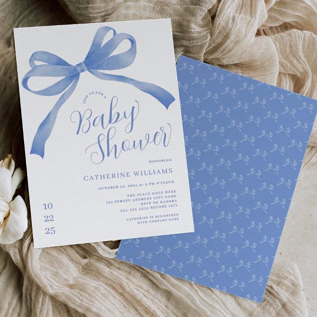 Invitación de Baby Shower Blue Bow Boy (Subido por el creador)