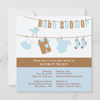 Invitación de Baby Shower Blue Boy