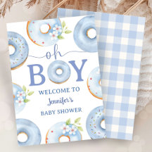 Invitación de Baby Shower Blue Donuts Oh Boy Baby