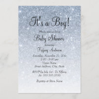 Invitación de Baby Shower 'Blue Glitter It's a Boy