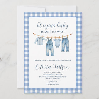 Invitación de Baby Shower Blue Jean Baby