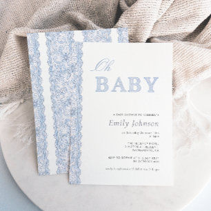 Invitación de baby shower Blue Lace Oh Baby Boy