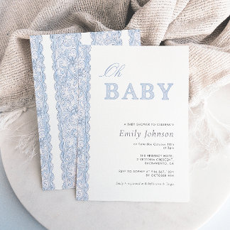 Invitación de baby shower Blue Lace Oh Baby Boy
