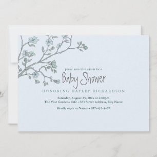 Invitación de Baby Shower Blue Modern Garden