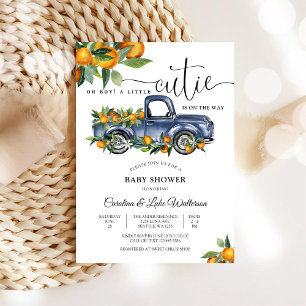 Invitación de Baby Shower Blue Truck Cutie