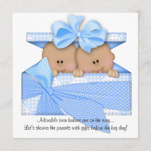 Invitación de Baby Shower Blue TWIN a los afroamer