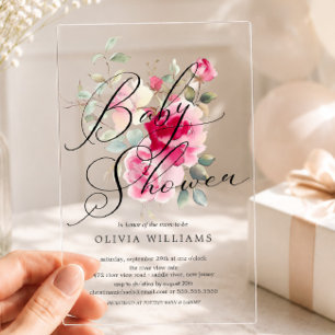 Invitación de baby shower Blush Blossom Baby