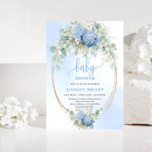 Invitación de Baby Shower Bohemio Azul Floral de M