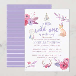 Invitación de Baby Shower Bohemio Tribal Aquarela 