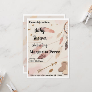 Invitación de Baby Shower Boho